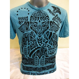 T-shirt etnica uomo Ganesh tribale - Turchese